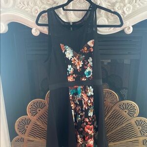 Floral Black Sleeveless Dress